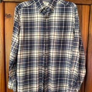 Southern Tide Blue and White Plaid Casual Button Down Shirt
